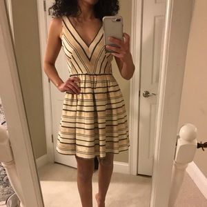 J. Crew Shimmery Gold Striped Cocktail Dress